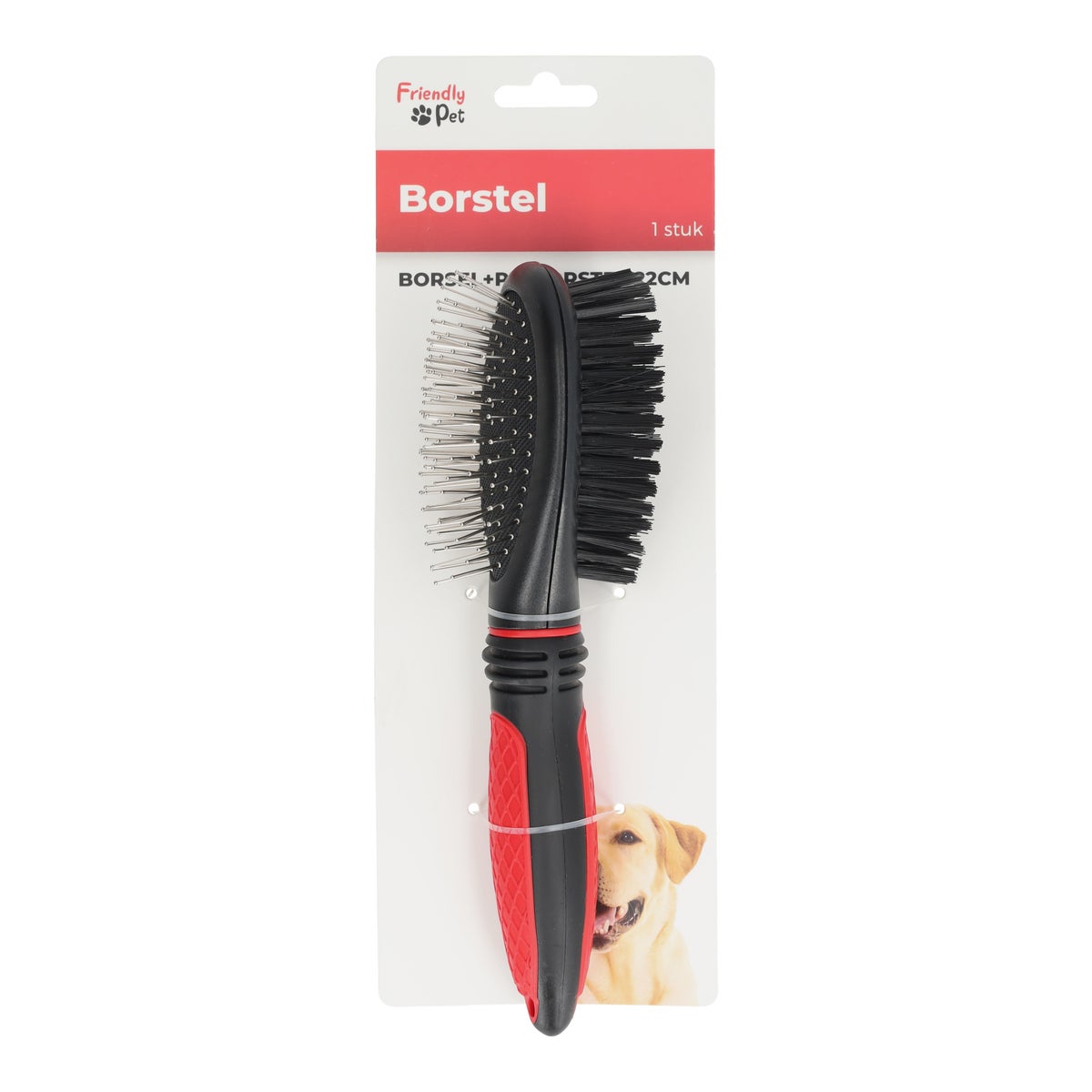 Borstel en pinborstel zwart/rood 22 cm Borstel en pinborstel zwart/rood 22 cm