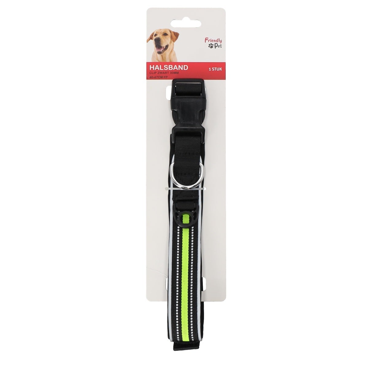 Halsband met clip zwart 30 mm x 40-47 cm FP Halsband met clip zwart 30 mm x 40-47 cm FP