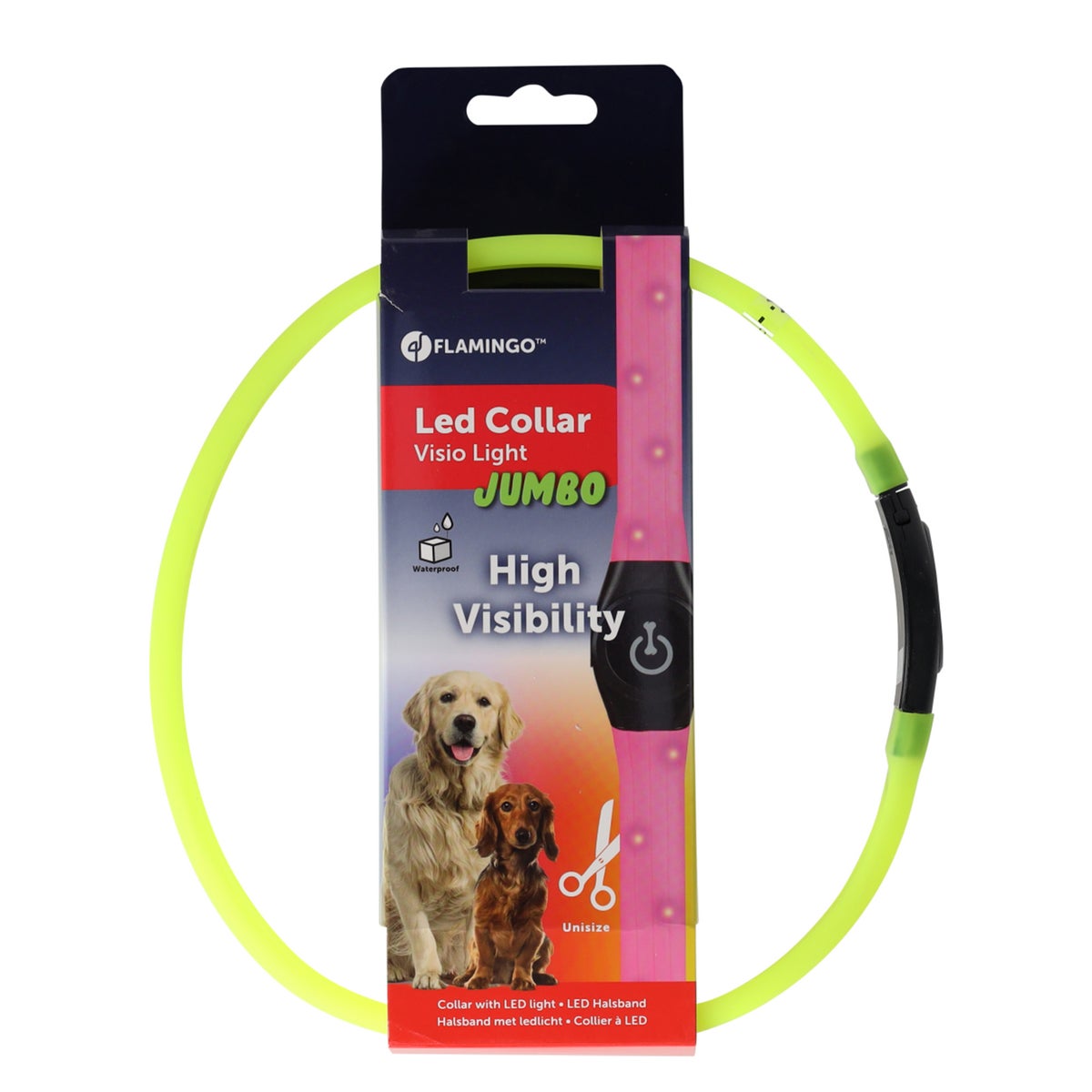 Halsband visio LED jumbo 7mm geel Halsband visio LED jumbo 7mm geel