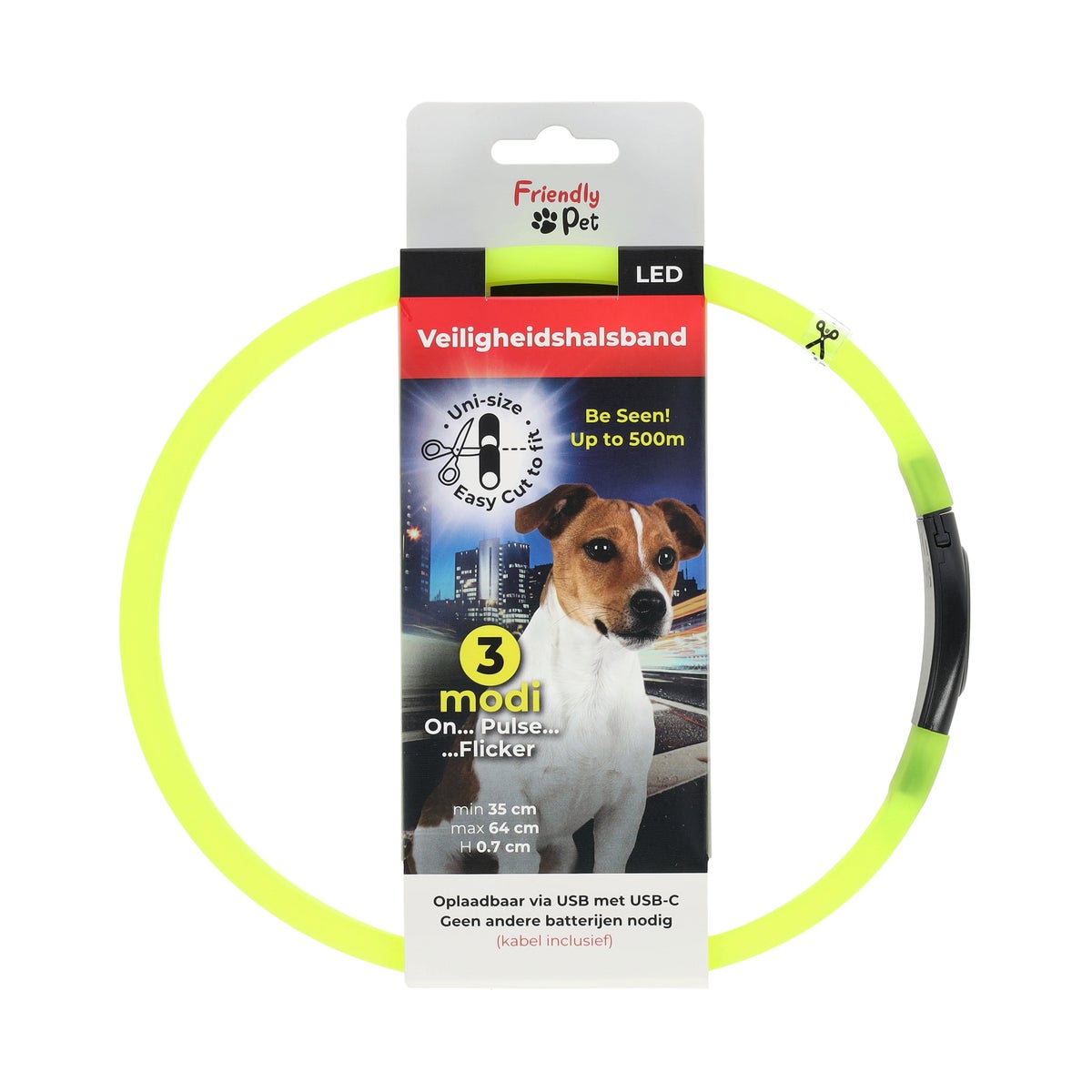 Halsband led jumbo 7 mm geel Halsband led jumbo 7 mm geel