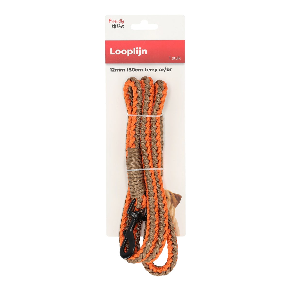 Looplijn 12 mm 150 cm terry oranje/bruin Looplijn 12 mm 150 cm terry oranje/bruin