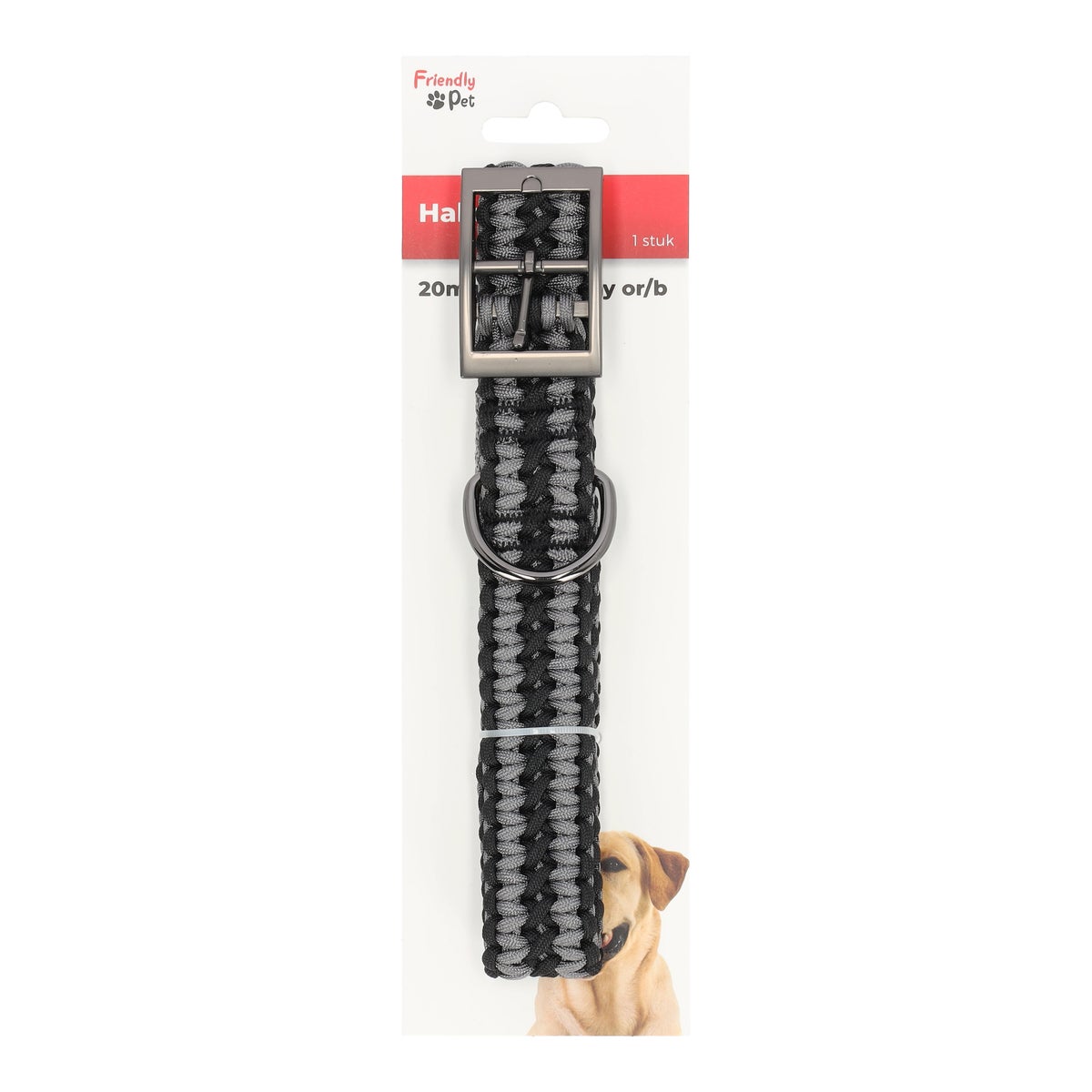 Halsband 20 mm 63 cm terry grijs/zwart Halsband 20 mm 63 cm terry grijs/zwart
