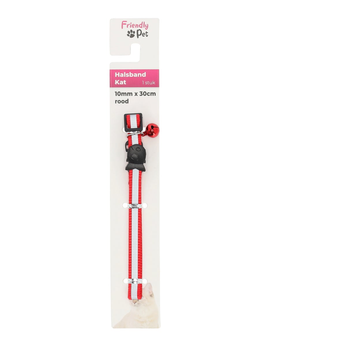 Kattenhalsband flexibel met bel 10 mm x 30 cm rood Kattenhalsband flexibel met bel 10 mm x 30 cm rood