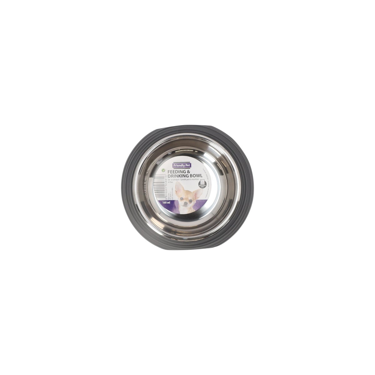 Eetpot hond ribbel zwart 160ml Eetpot hond ribbel zwart 160ml