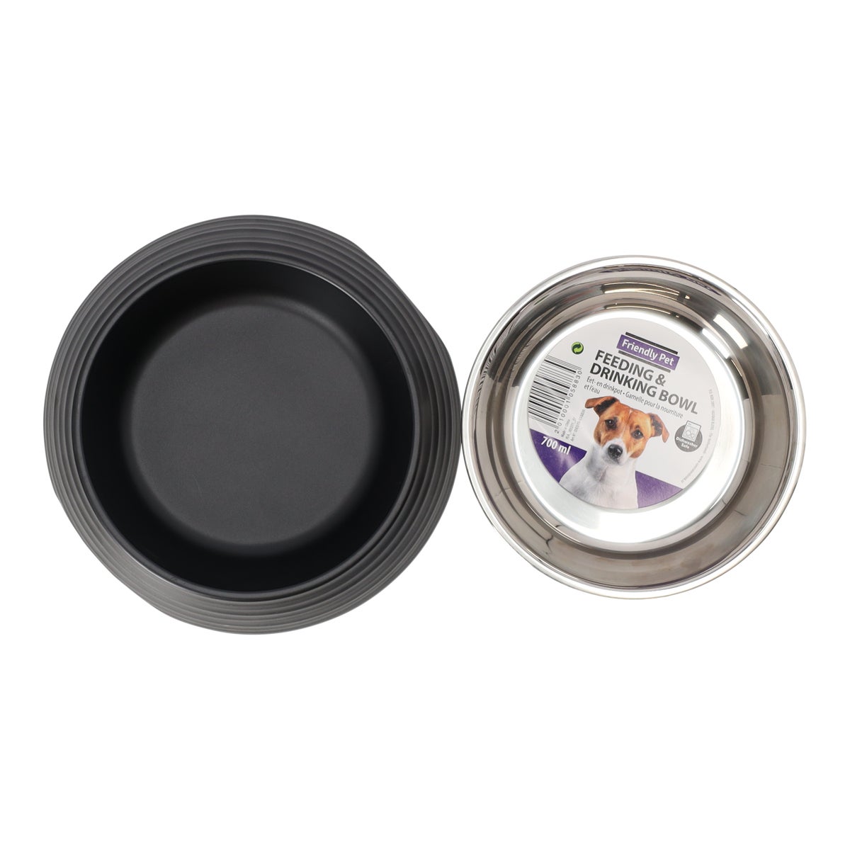 Eetpot hond ribbel zwart 700ml Eetpot hond ribbel zwart 700ml