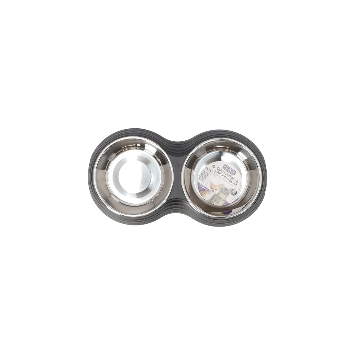 Voerbak hond duo ribbel zwart Voerbak hond duo ribbel zwart