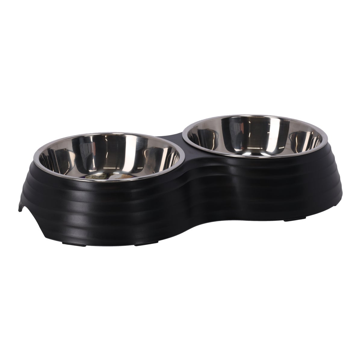Voerbak hond duo ribbel zwart Voerbak hond duo ribbel zwart