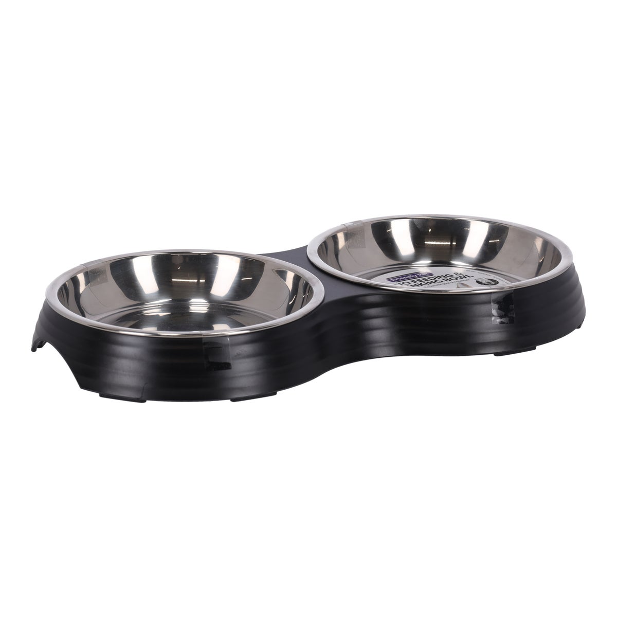 Voerbak kat duo ribbel zwart 2x160 Voerbak kat duo ribbel zwart 2x160