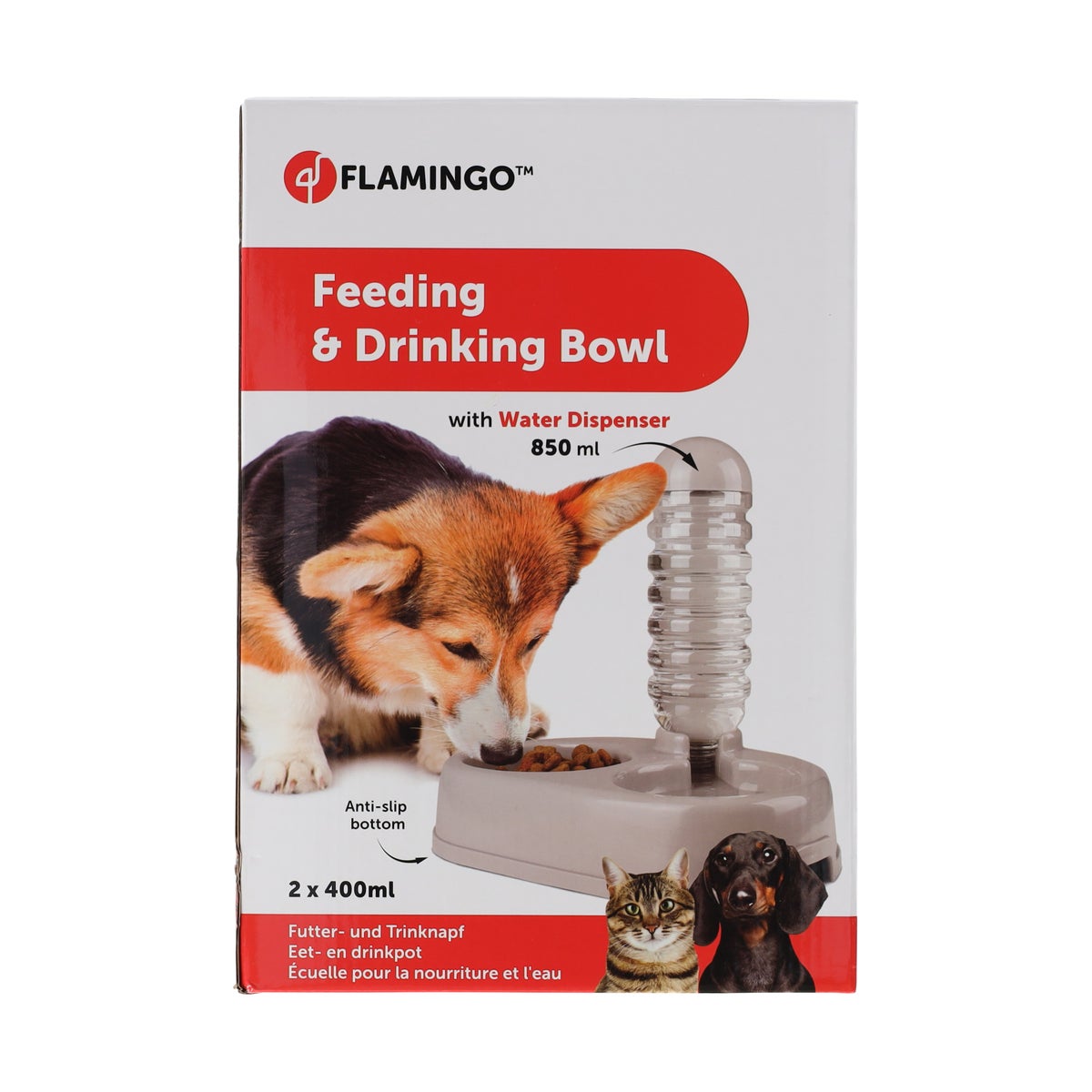 Voerbak met waterfles 850ml Alun grijs Voerbak met waterfles 850ml Alun grijs