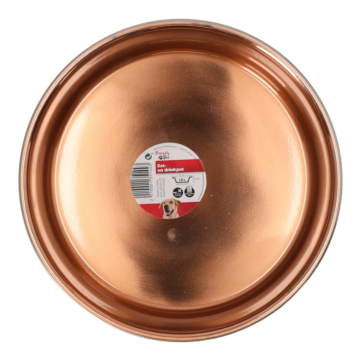 Voerbak Ezra rvs zwart/koper D21cm 1800ml FP Voerbak Ezra rvs zwart/koper D21cm 1800ml FP