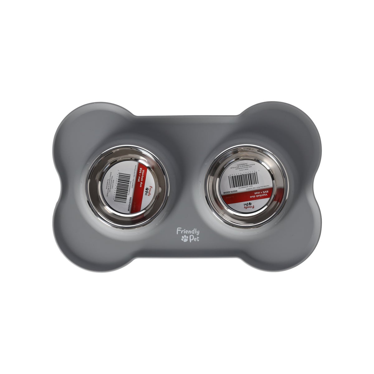 Voerbak duo RVS + mat 2x200ml Voerbak duo RVS + mat 2x200ml