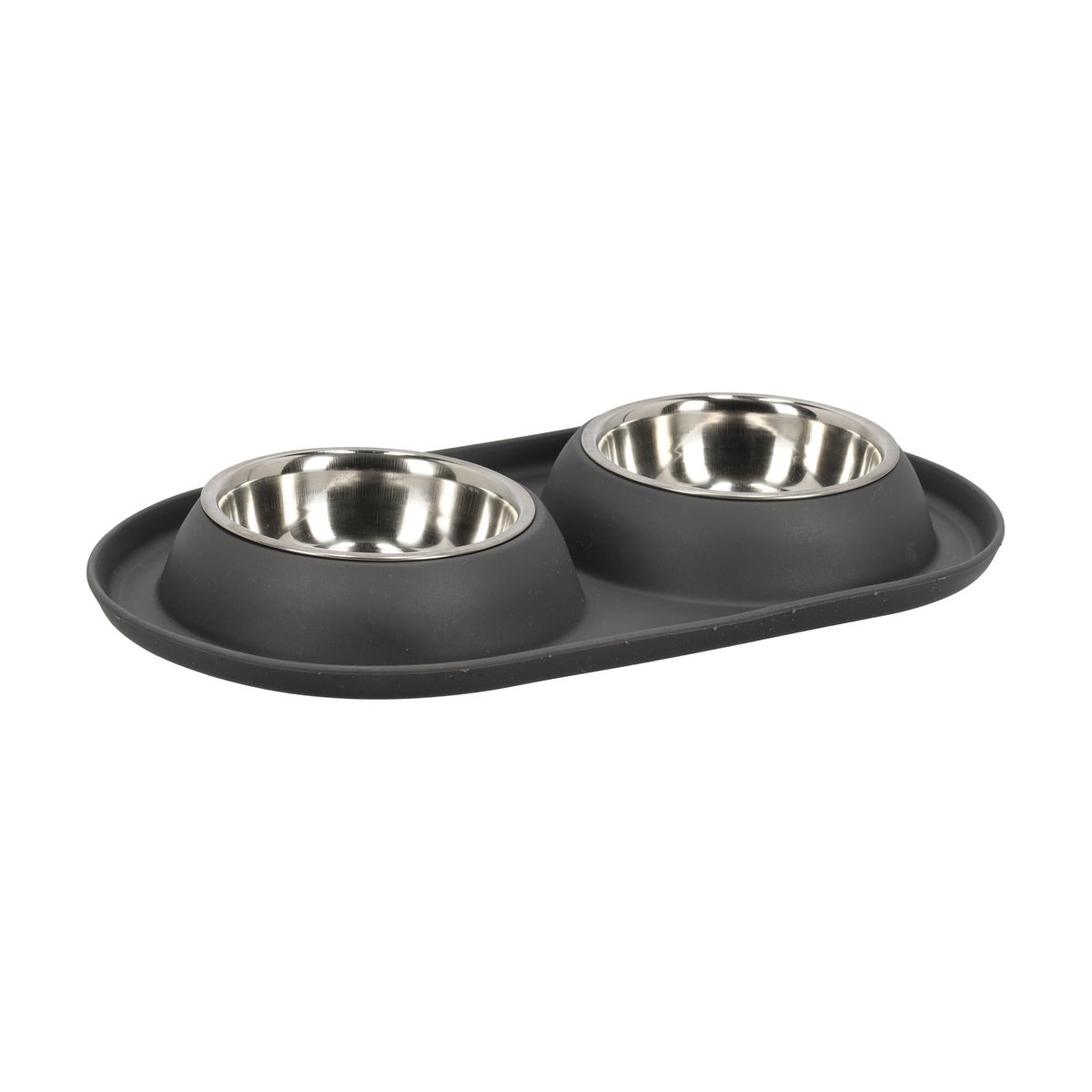 Voerbak duo rond Grafa 2x220ml d.grijs FP Voerbak duo rond Grafa 2x220ml d.grijs FP