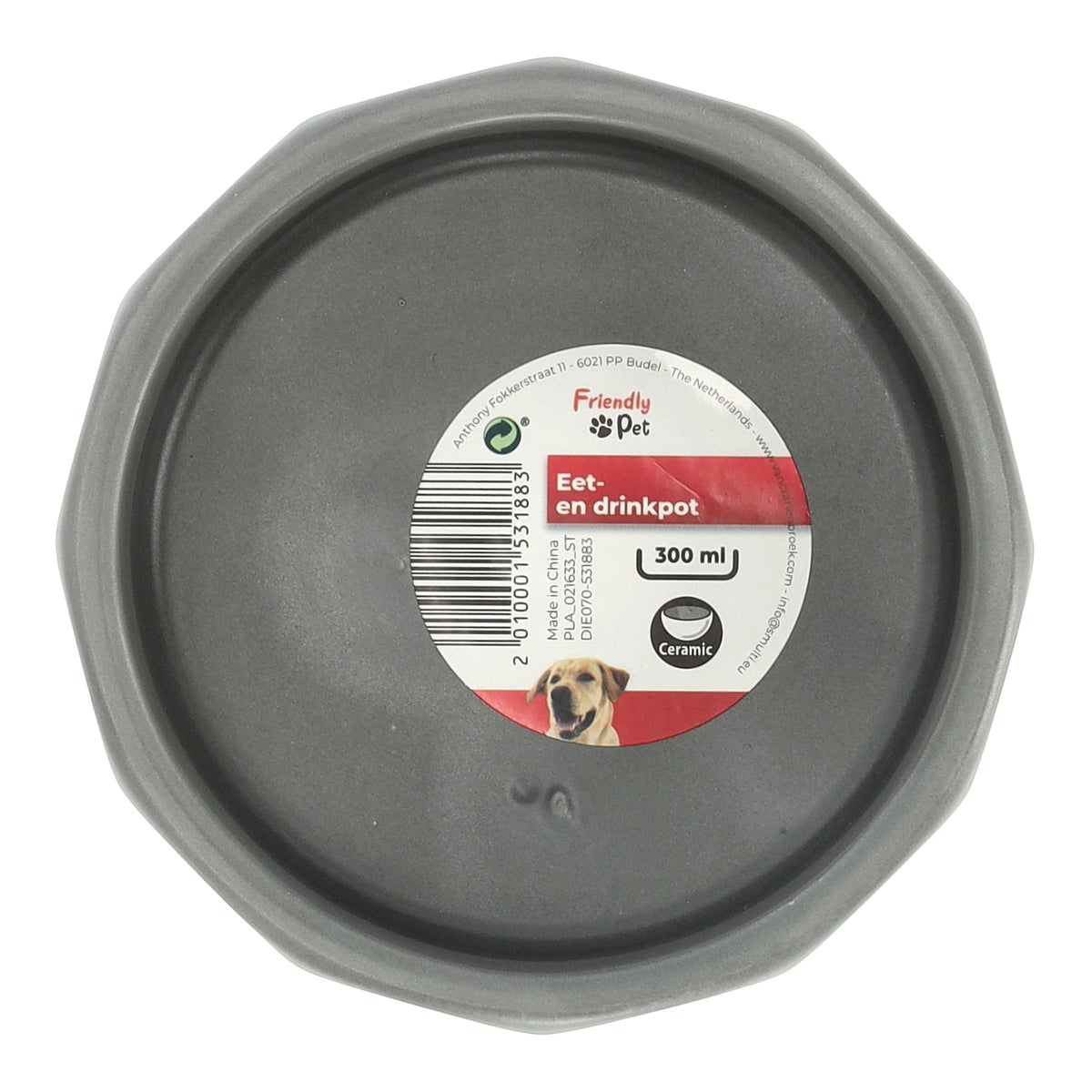 Eet- en drinkpot rond grijs 300 ml Eet- en drinkpot rond grijs 300 ml