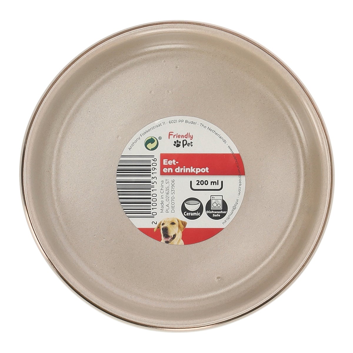 Eet- en drinkpot rond beige 200 ml Eet- en drinkpot rond beige 200 ml