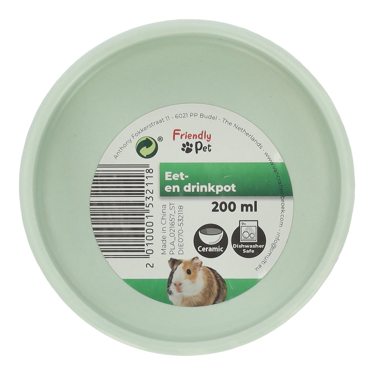Eet- en drinkpot konijn rond groen 200 ml Eet- en drinkpot konijn rond groen 200 ml