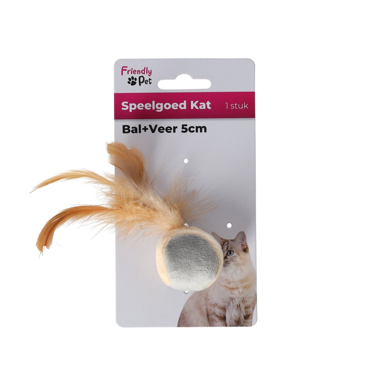 Kattenspeeltje bal+veer 5cm FP Kattenspeeltje bal+veer 5cm FP