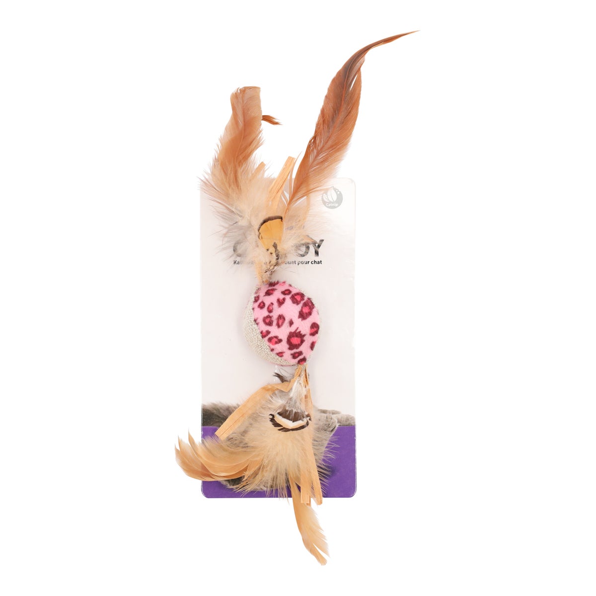 Kattenspeeltje bal leopard+veren Kattenspeeltje bal leopard+veren