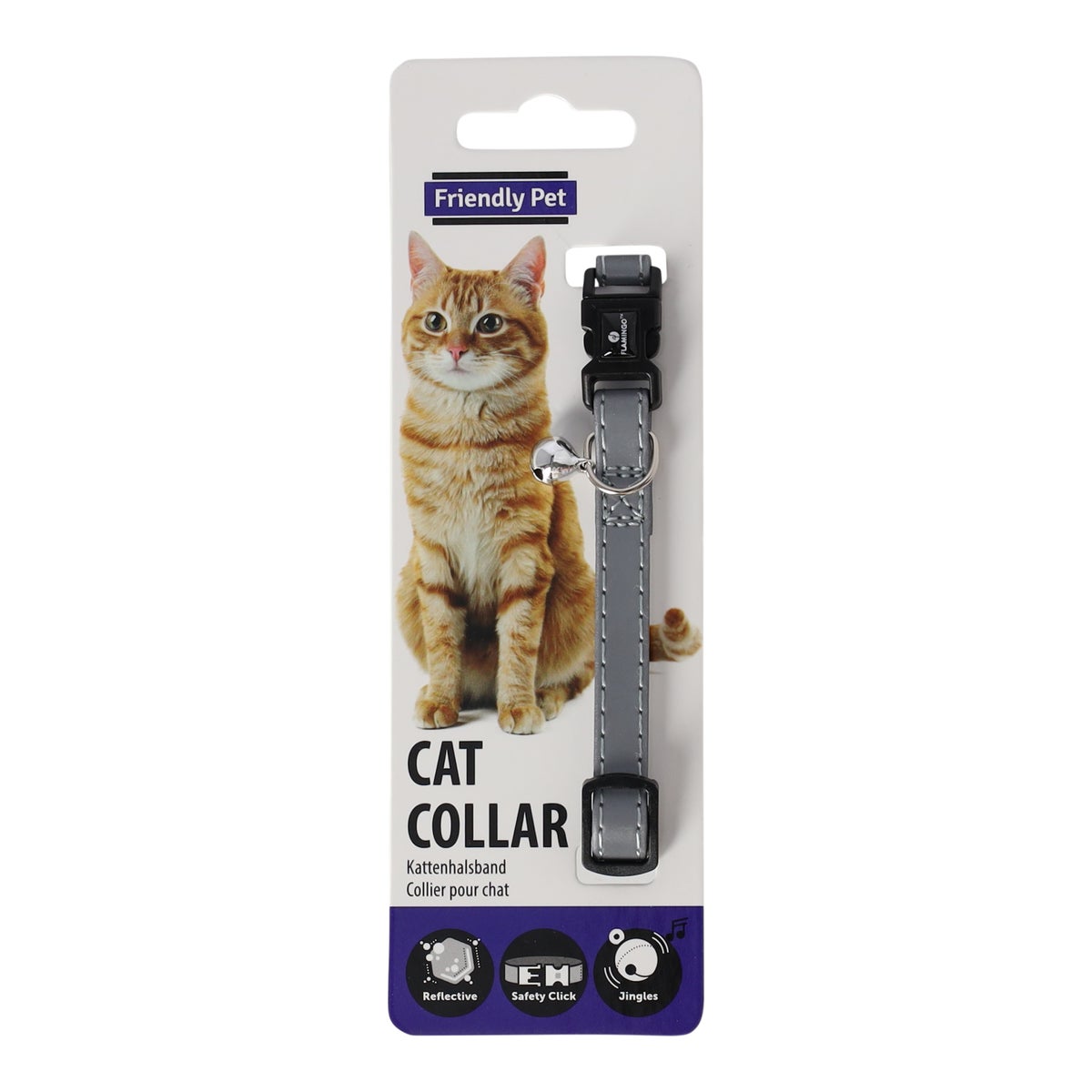 Halsband kat zilver refl 10mm x 30cm Halsband kat zilver refl 10mm x 30cm