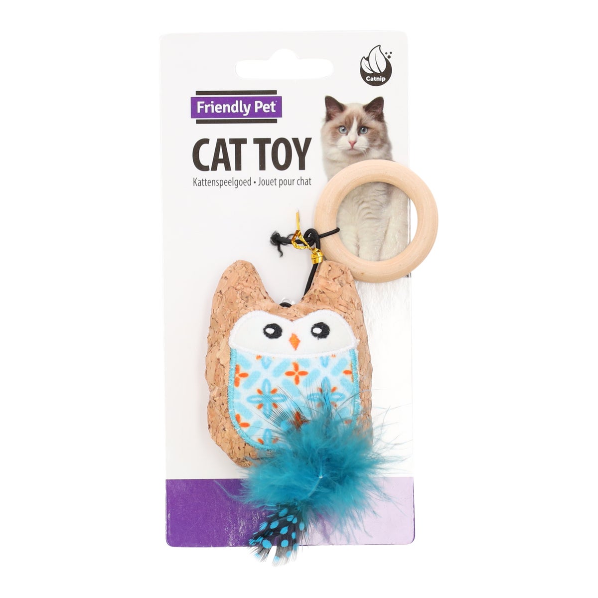 Kattenspeeltje kruk uil met koord Kattenspeeltje kruk uil met koord