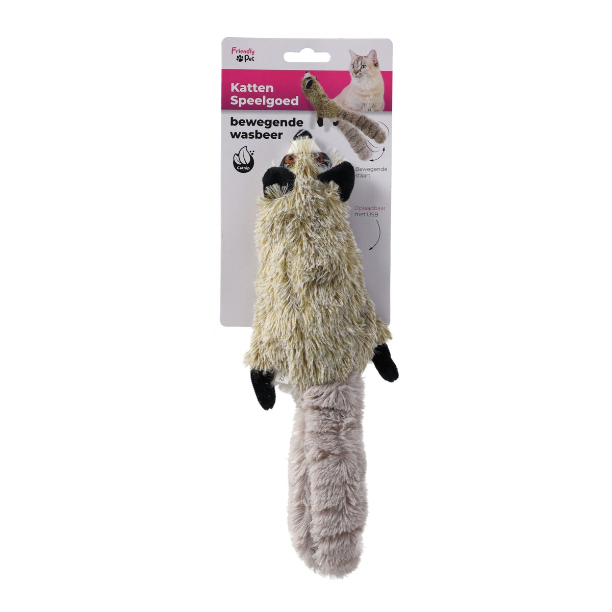 Kattenspeeltje Flapso bewegende wasbeer grijs 36 cm Kattenspeeltje Flapso bewegende wasbeer grijs 36 cm