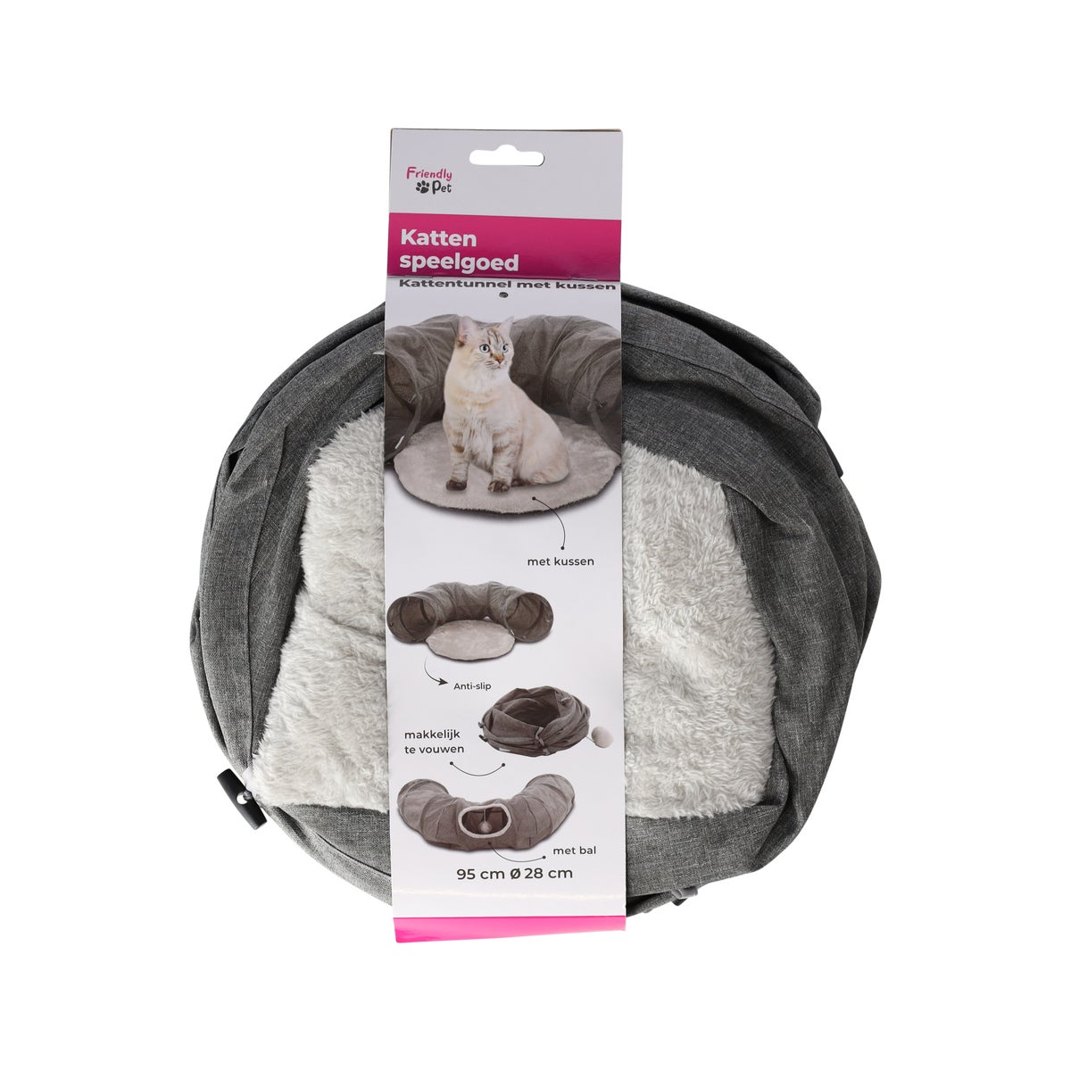 Kattentunnel + kussen Gotar grijs 95cm FP Kattentunnel + kussen Gotar grijs 95cm FP