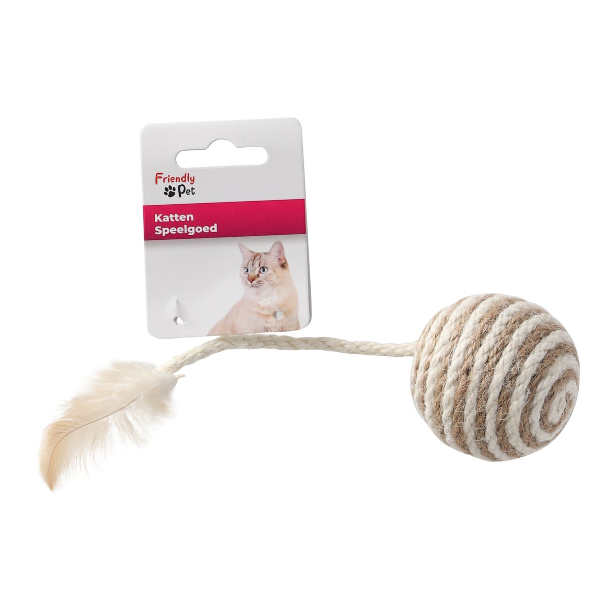 Kattenspeeltje Frits bal+veer+ratel D6cm FP Kattenspeeltje Frits bal+veer+ratel D6cm FP