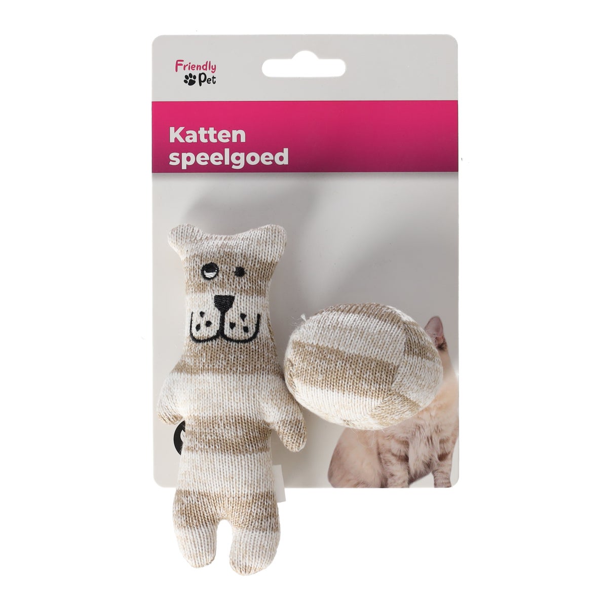 Kattenspeeltje hond + bal bruin Friendly Pet Kattenspeeltje hond + bal bruin Friendly Pet