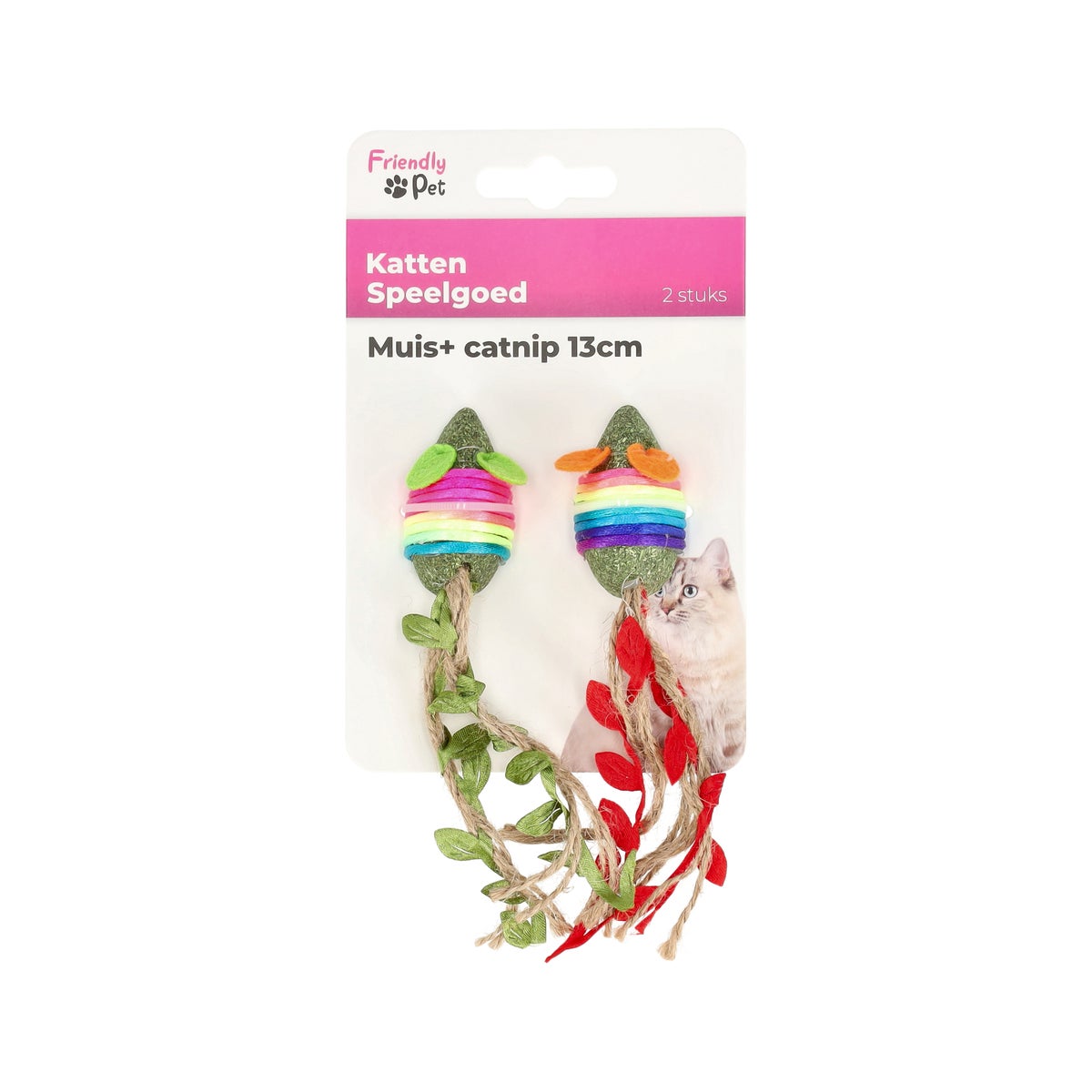 Kattenspeeltje muis+catnip 13cm 2st FP Kattenspeeltje muis+catnip 13cm 2st FP