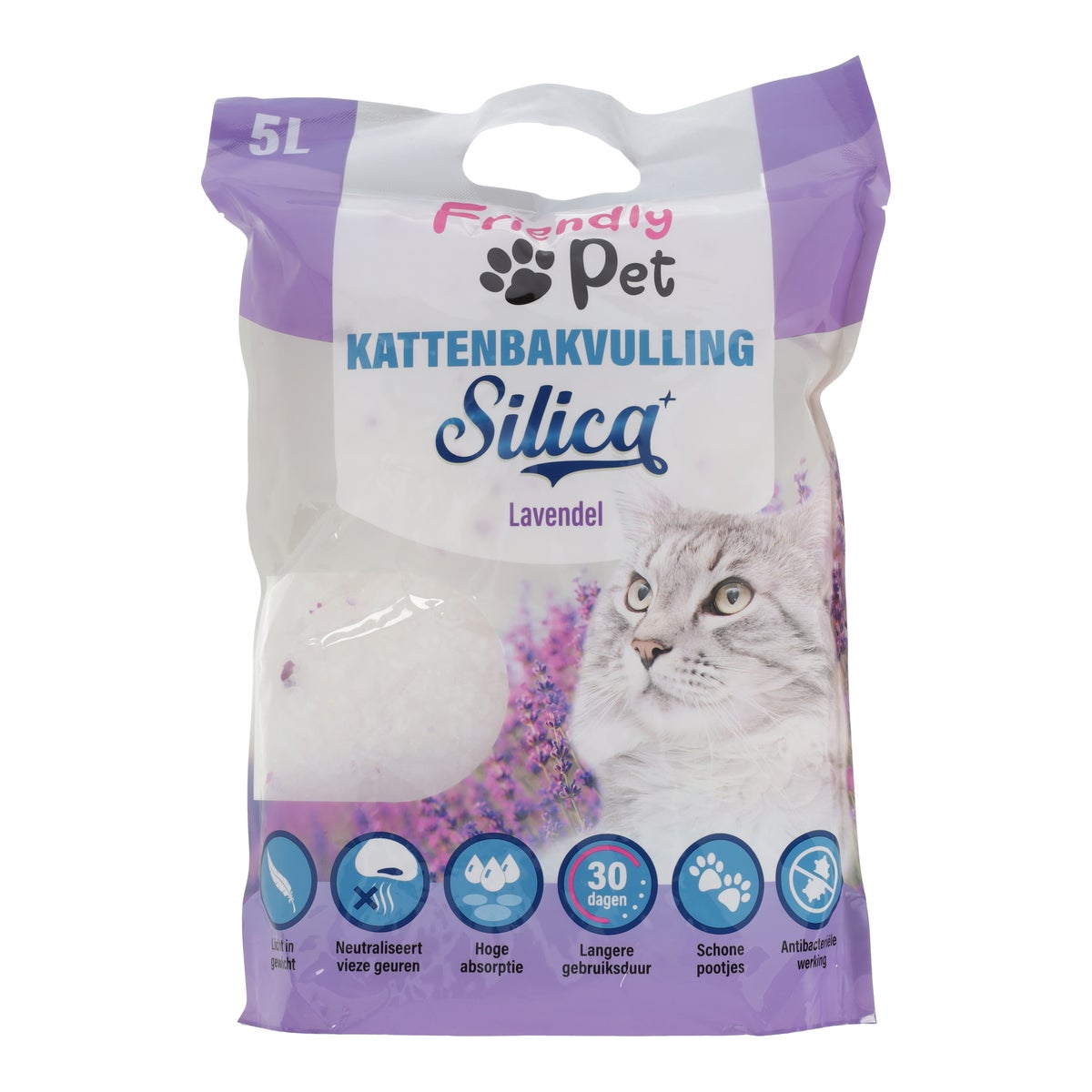 Kattenbakvulling Silica 5 L met lavendel Kattenbakvulling Silica 5 L met lavendel