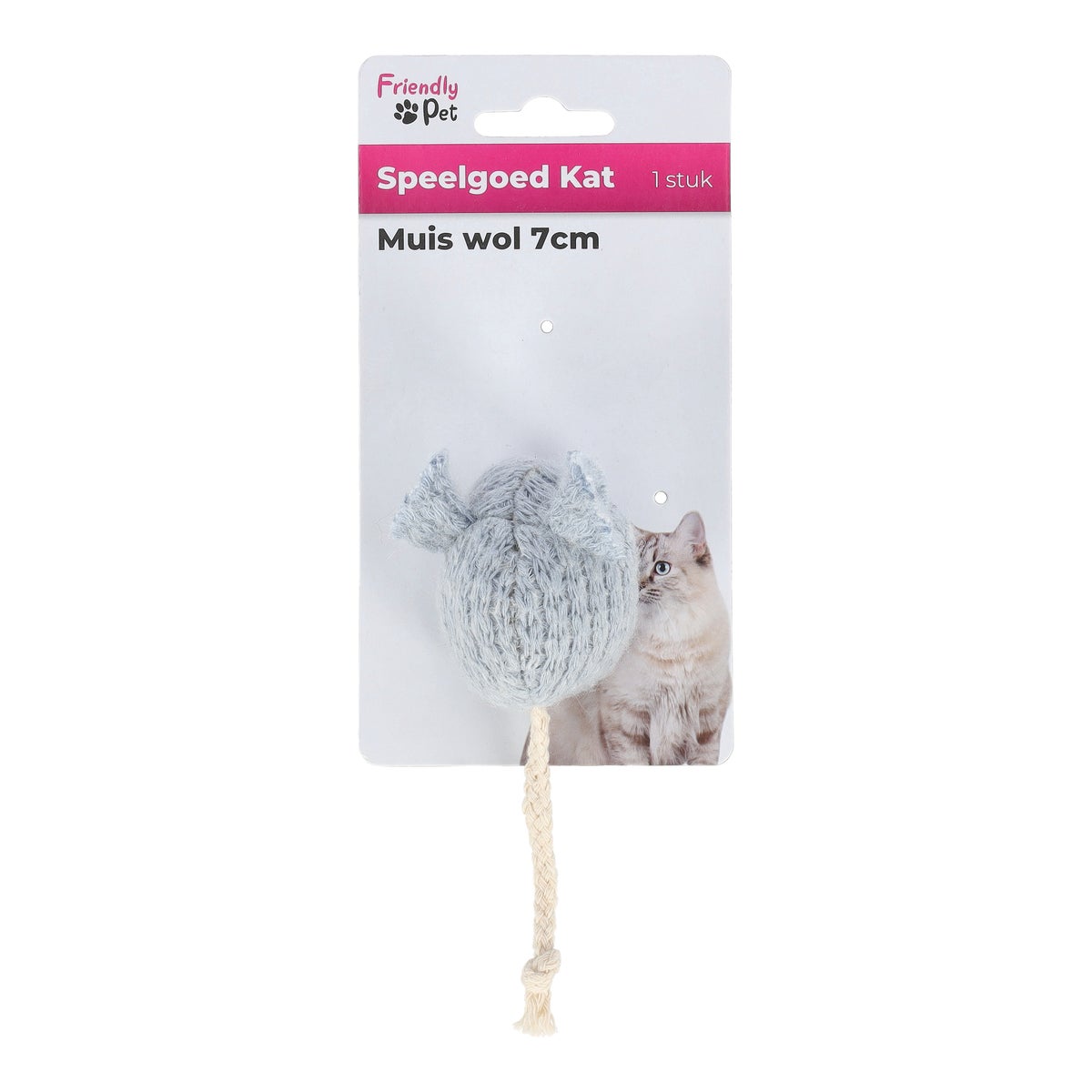 Kattenspeeltje muis wol 7cm Kattenspeeltje muis wol 7cm