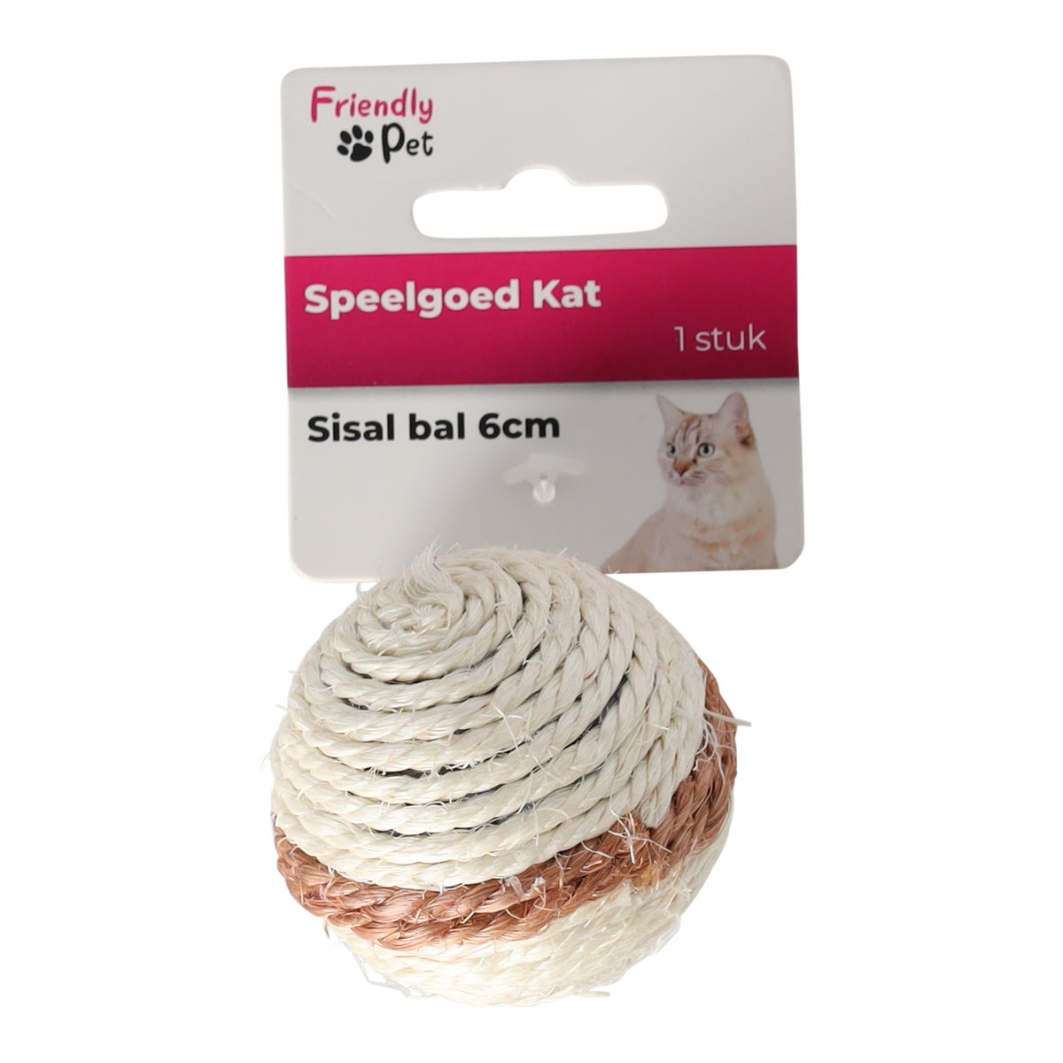 Kattenspeeltje sisal bal 6 cm Friendly Pet Kattenspeeltje sisal bal 6 cm Friendly Pet