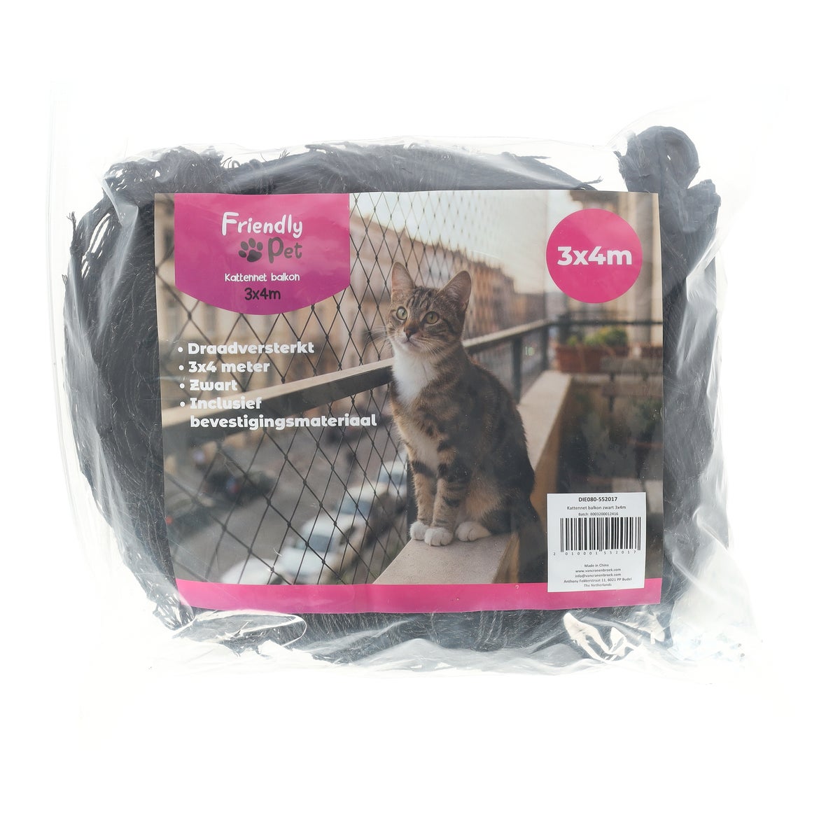Kattennet balkon zwart 3 x 4 m Kattennet balkon zwart 3 x 4 m