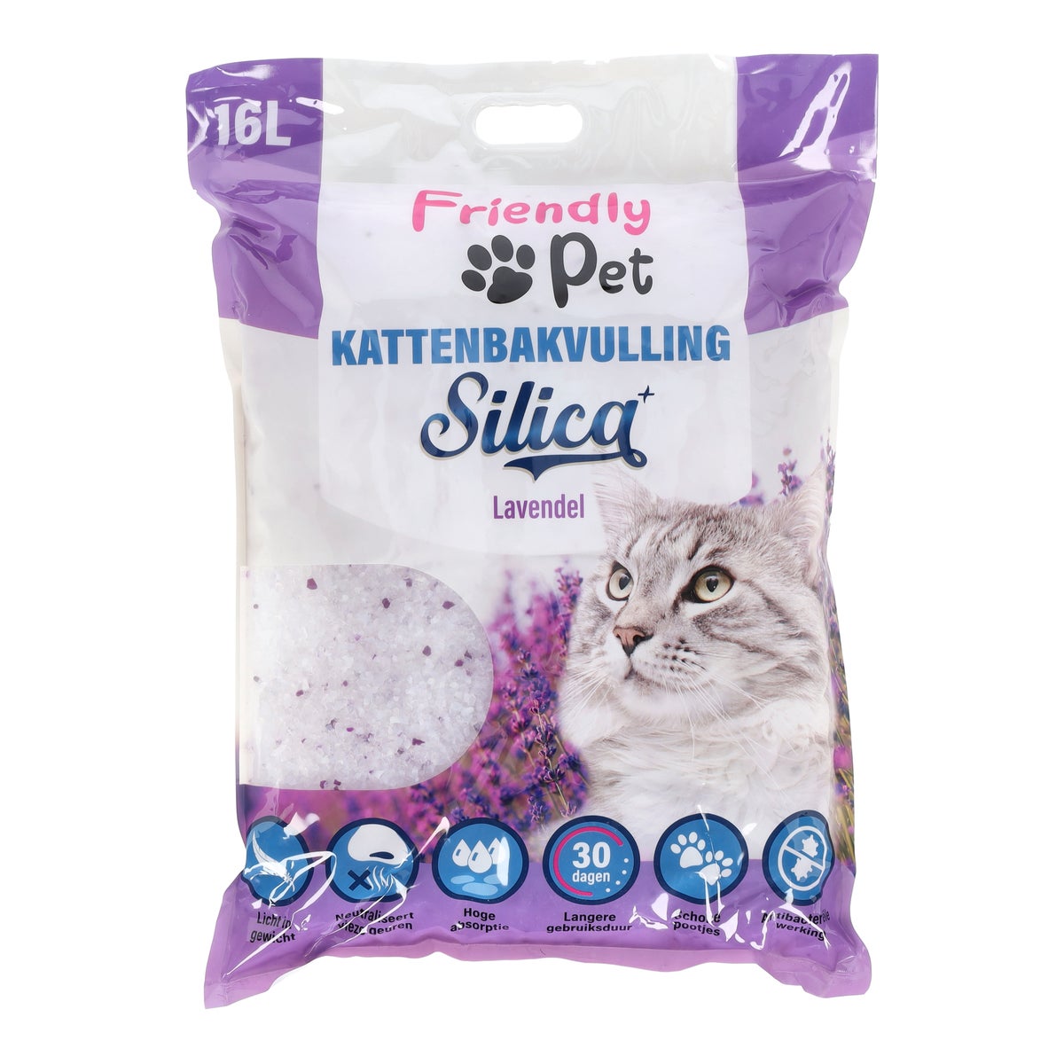 Kattenbakvulling Silica 16L met lavendel Kattenbakvulling Silica 16L met lavendel