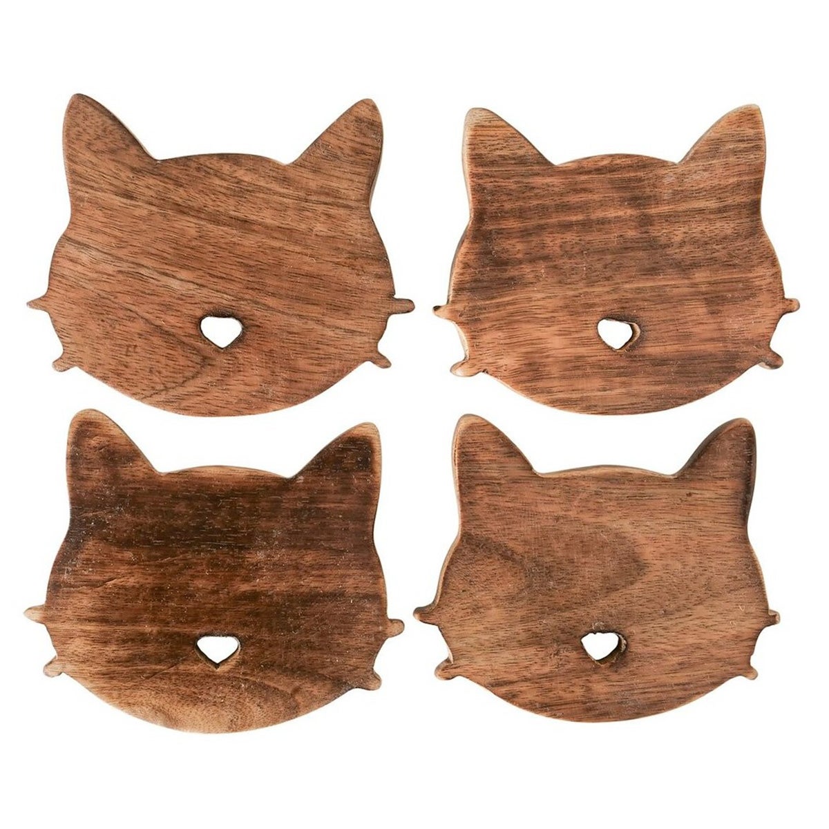 Onderzetter kat hout 10 cm 4st. Onderzetter kat hout 10 cm 4st.