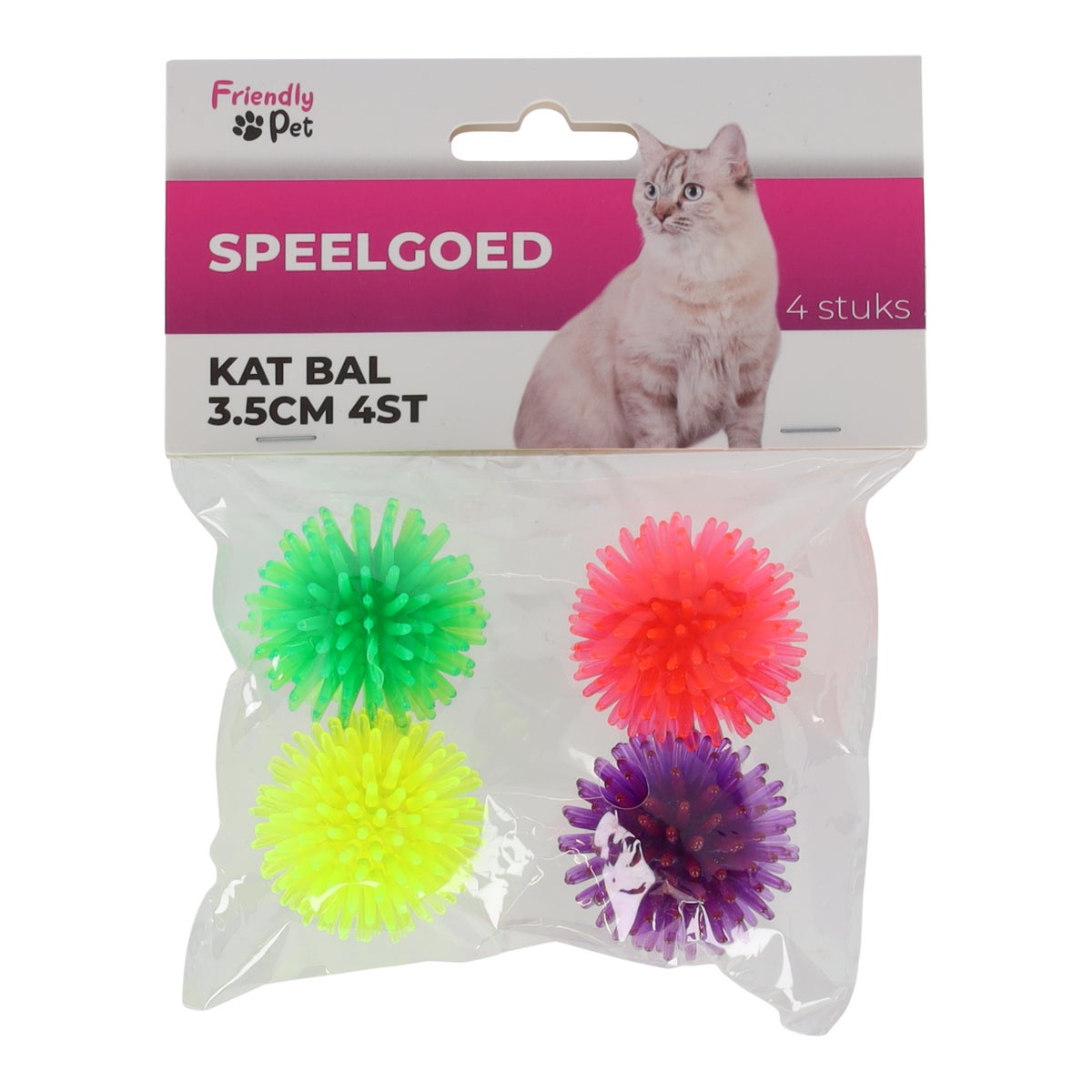 Kattenspeeltje bal 3.5cm 4st assorti Friendly Pet Kattenspeeltje bal 3.5cm 4st assorti Friendly Pet