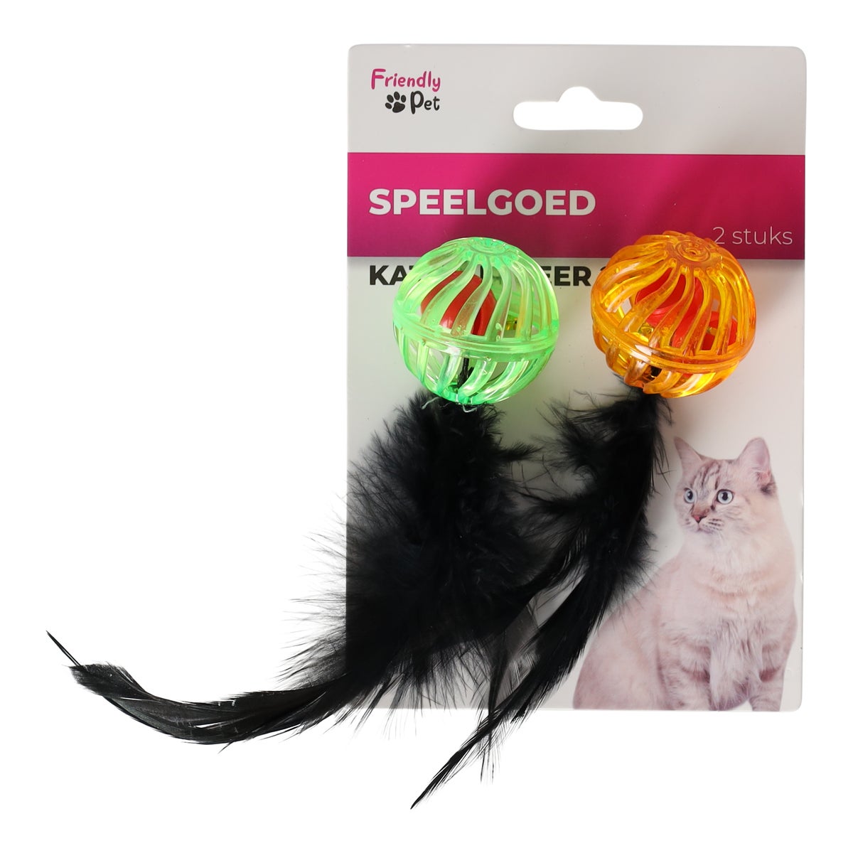 Kattenspeeltje bal + veer 2st FP Kattenspeeltje bal + veer 2st FP
