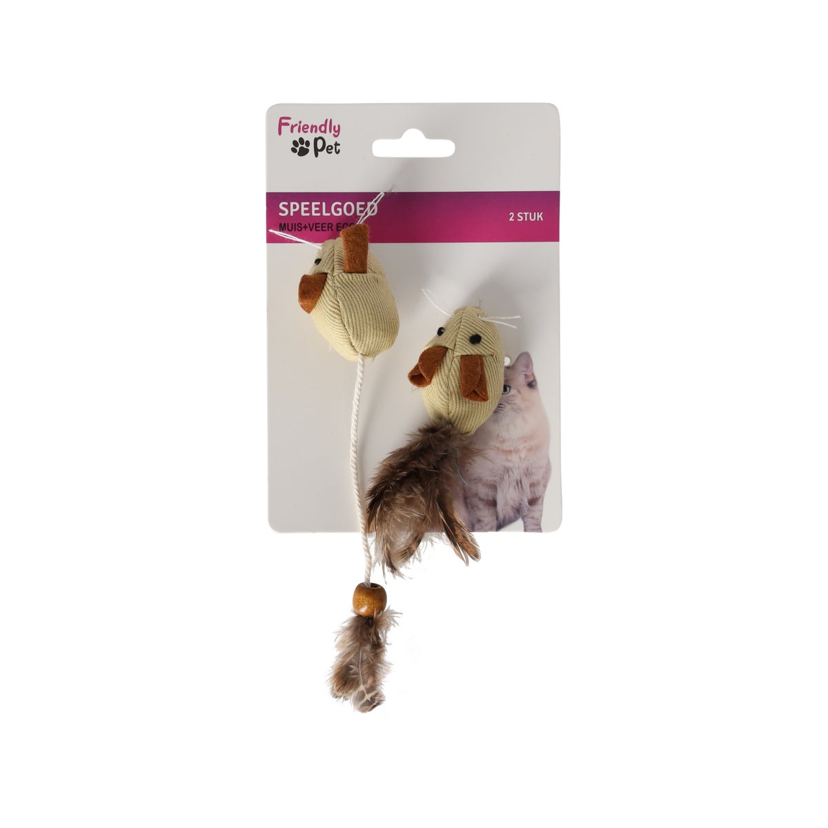 Kattenspeeltje muis + veer eco FP Kattenspeeltje muis + veer eco FP