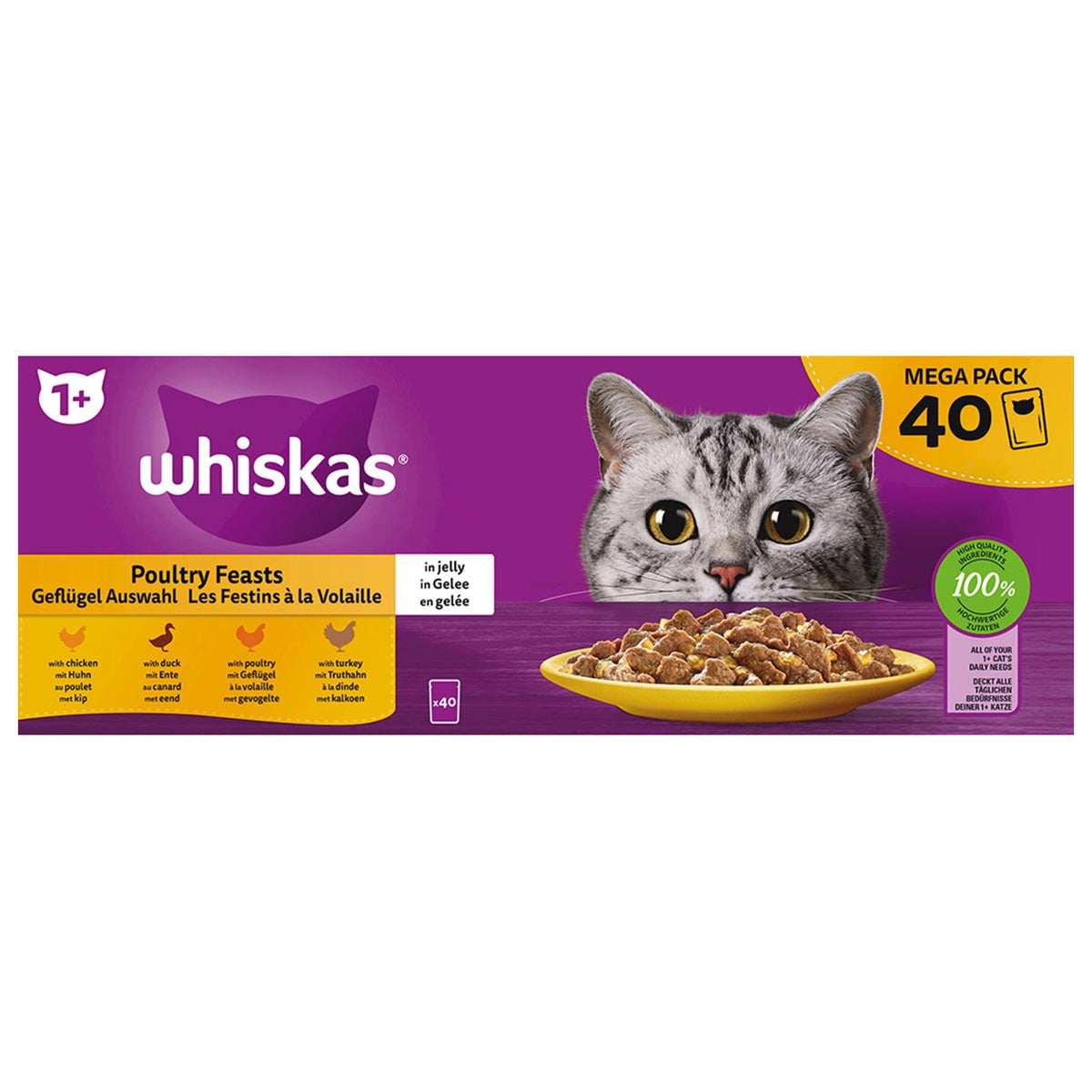 Whiskas 1+ natvoer gevogelte 40 stuks Whiskas 1+ natvoer gevogelte 40 stuks