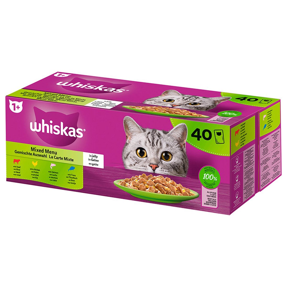 Whiskas 1+ natvoer mix 40 stuks Whiskas 1+ natvoer mix 40 stuks