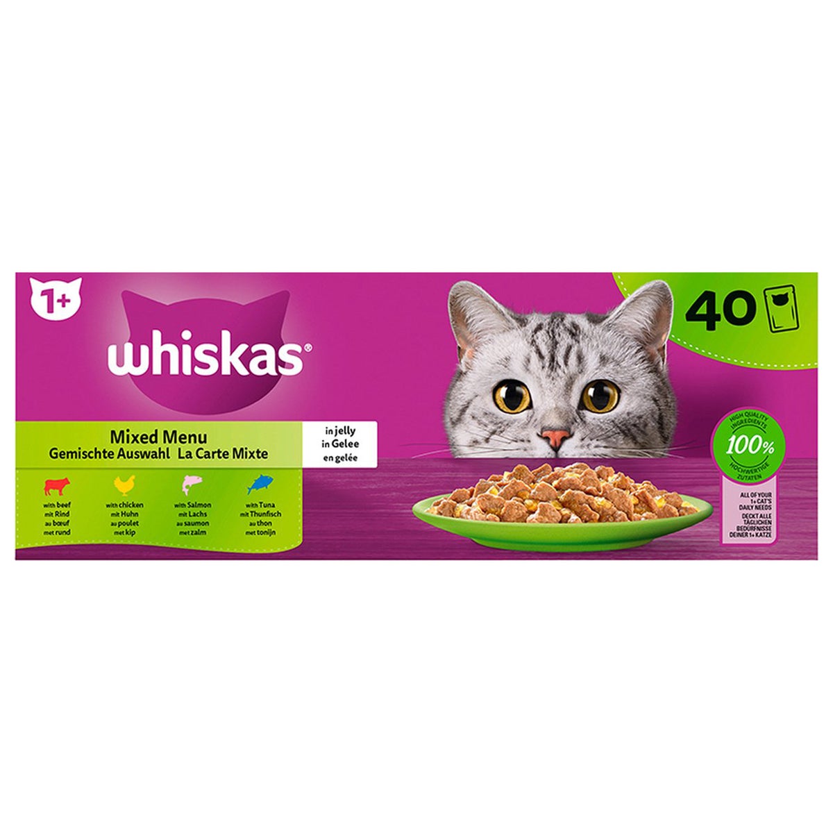 Whiskas 1+ natvoer mix 40 stuks Whiskas 1+ natvoer mix 40 stuks