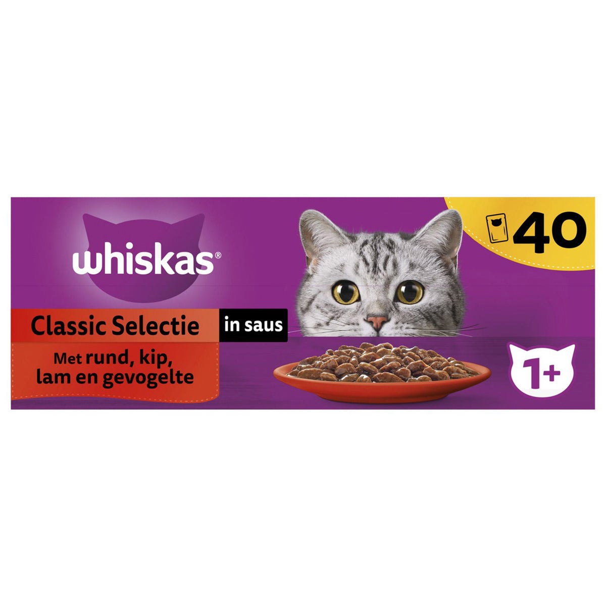 Whiskas 1+ natvoer classic 40st Whiskas 1+ natvoer classic 40st