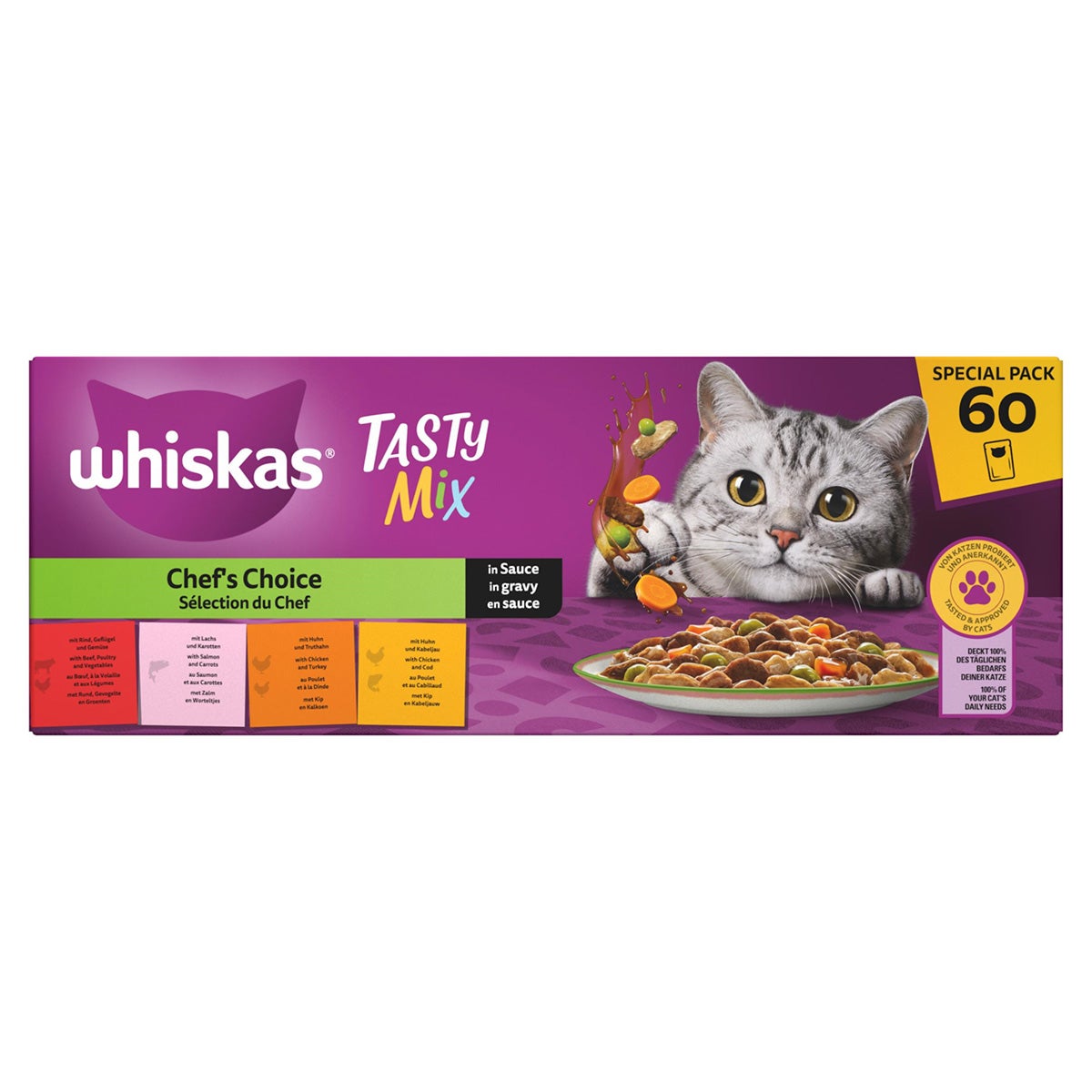 Kattenvoer pouch tasty mix 60st. Kattenvoer pouch tasty mix 60st.