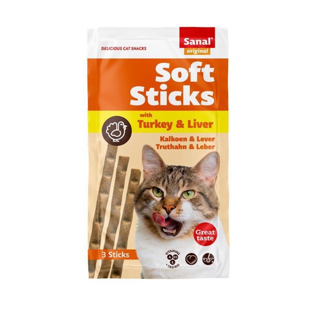 Kattensnack soft sticks kakoen en lever Sanal Kattensnack soft sticks kakoen en lever Sanal