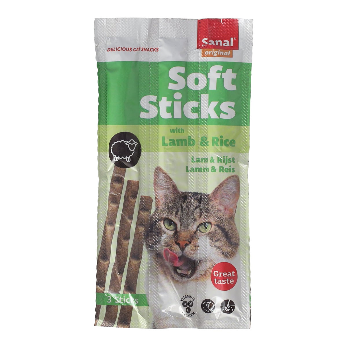 Kattensnack soft sticks lam en rijst Sanal Kattensnack soft sticks lam en rijst Sanal