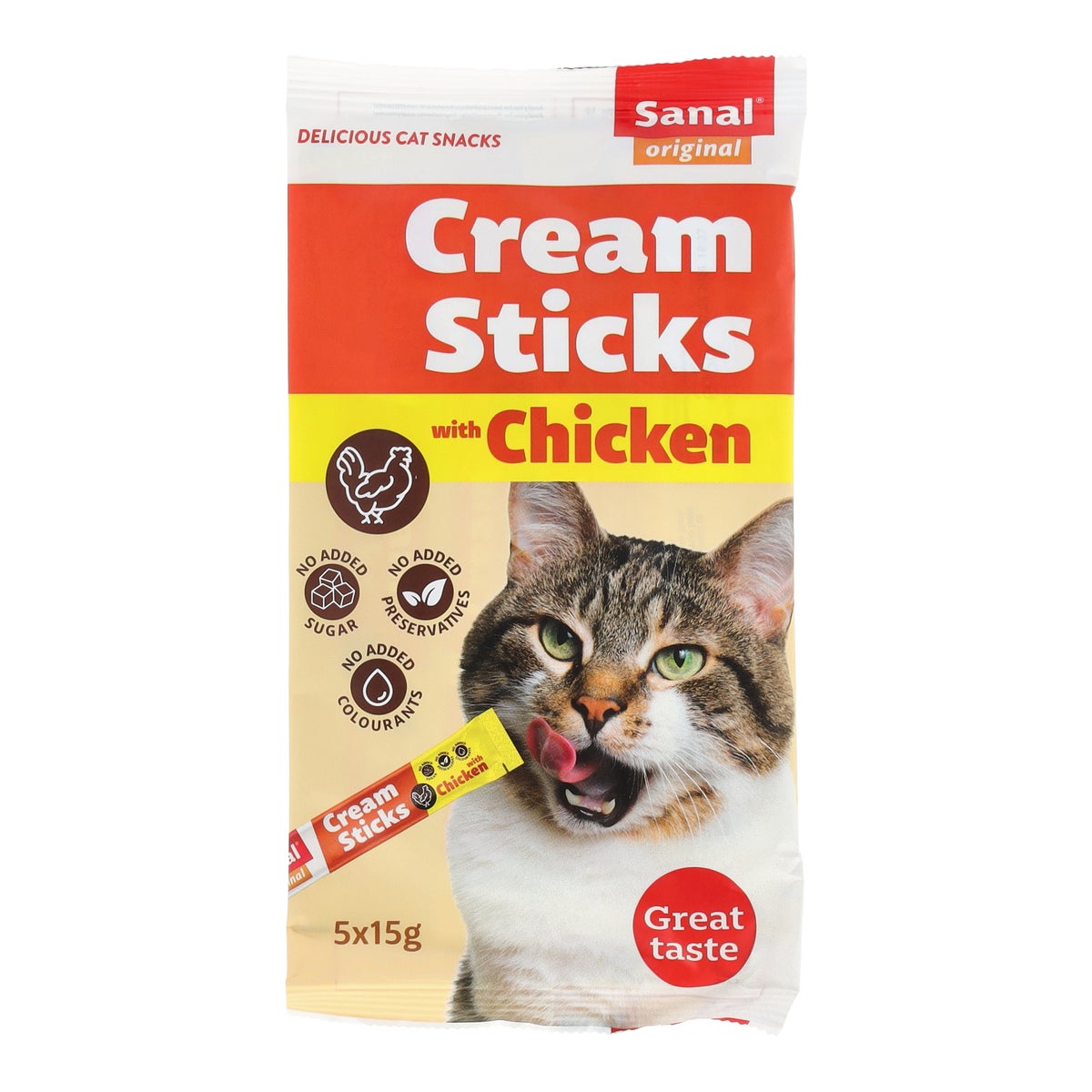 Snack kat cream sticks kip 5St Sanal Snack kat cream sticks kip 5St Sanal