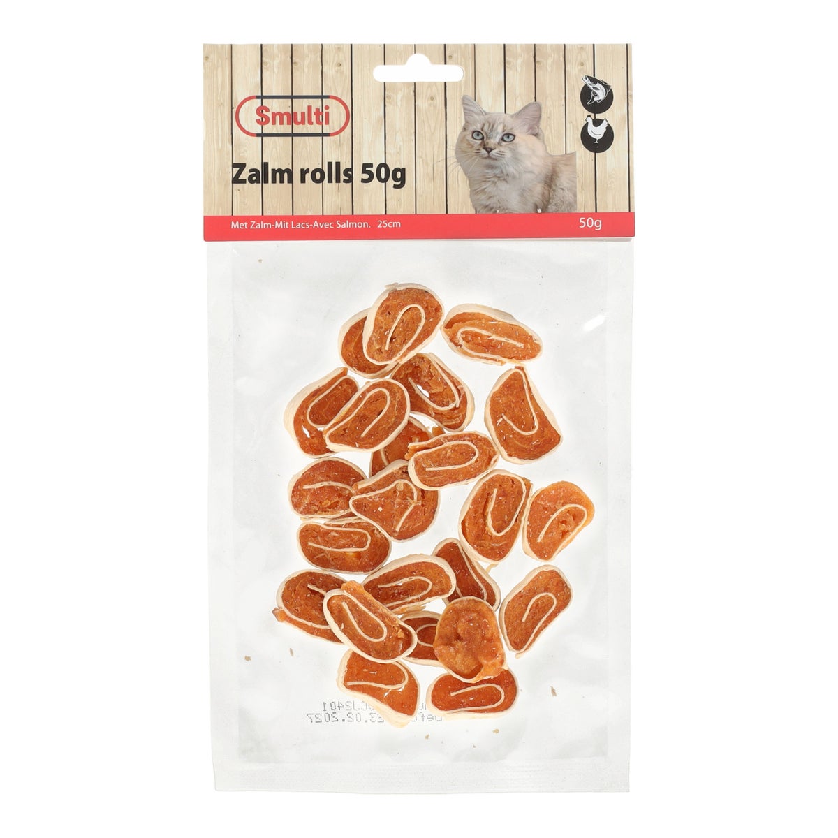 Snack kat zalm rolls 50g Snack kat zalm rolls 50g