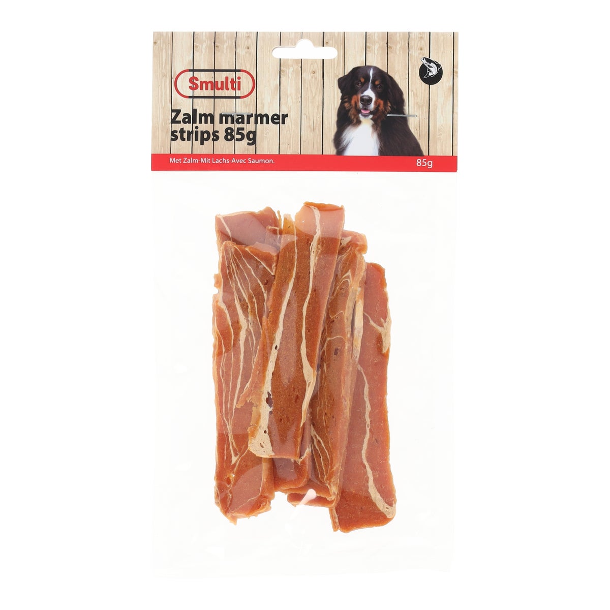 Hondensnack zalm marmer strips 85 g Hondensnack zalm marmer strips 85 g
