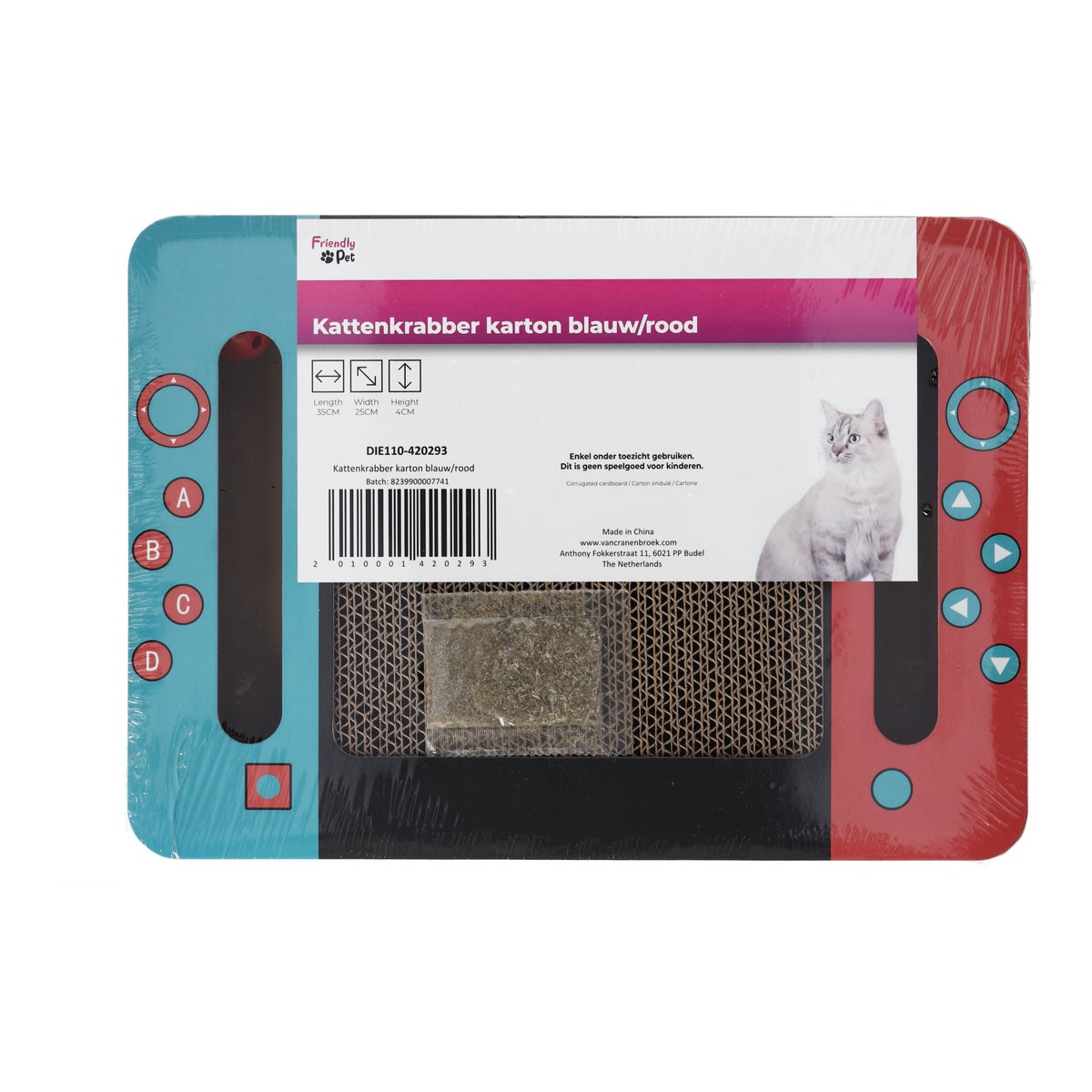 Kattenkrabber karton blauw/rood Kattenkrabber karton blauw/rood