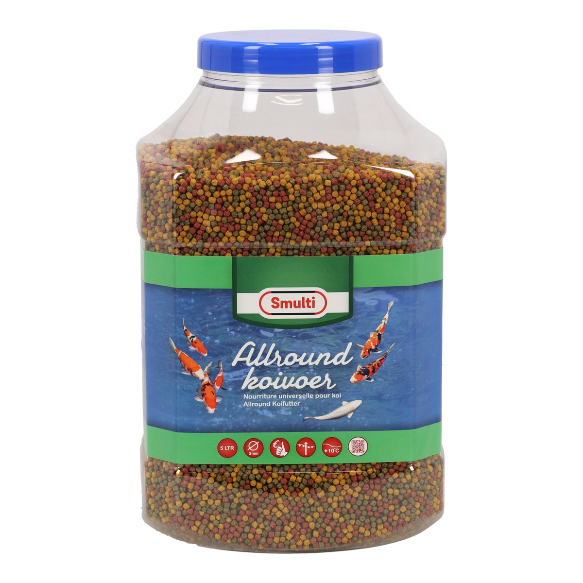 Visvoer koi 3-kleur 3mm 5L Smulti Visvoer koi 3-kleur 3mm 5L Smulti