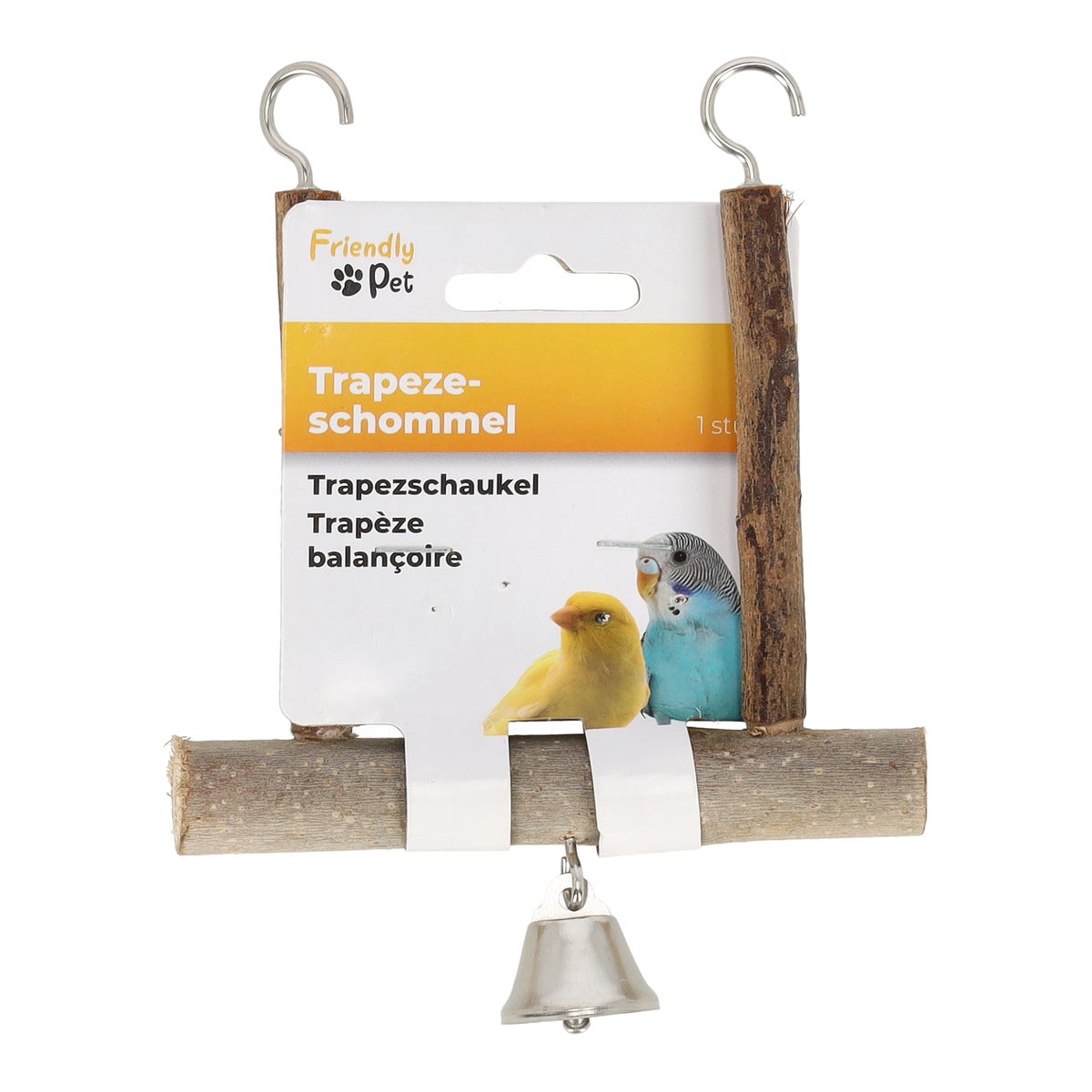 Vogel schommel+bel hout 15cm Vogel schommel+bel hout 15cm